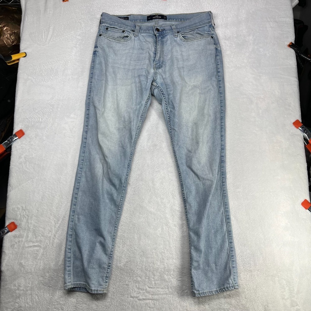 Hollister Skinny Advanced Stretch Jeans Men's Blue Denim Pockets Zip Fly - 35X31